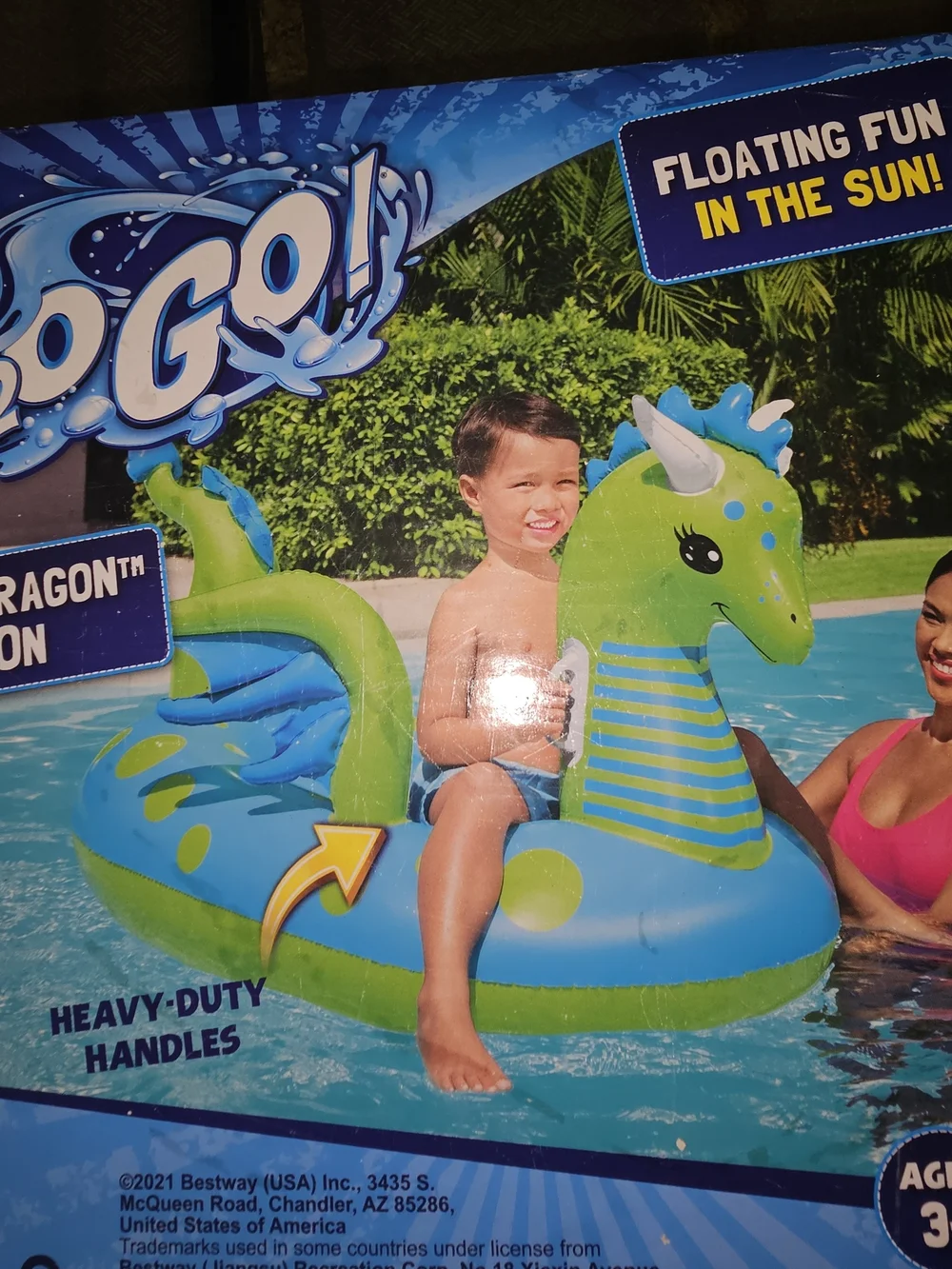 H2O Go! Green Fantasy Dragon Ride-On - Kids Pool Float